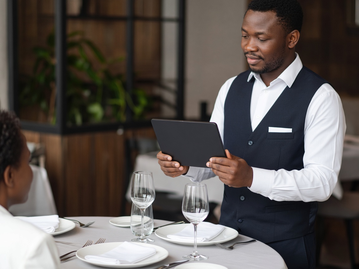 Waiter taking an order at the table