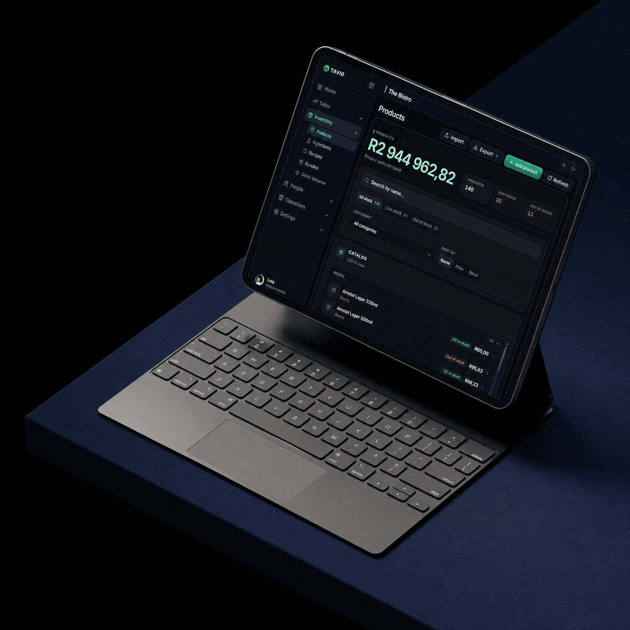 Tavio inventory and recipes