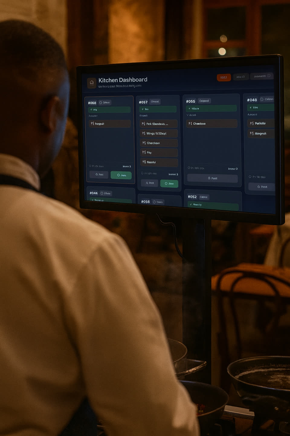 Kitchen tickets on screen