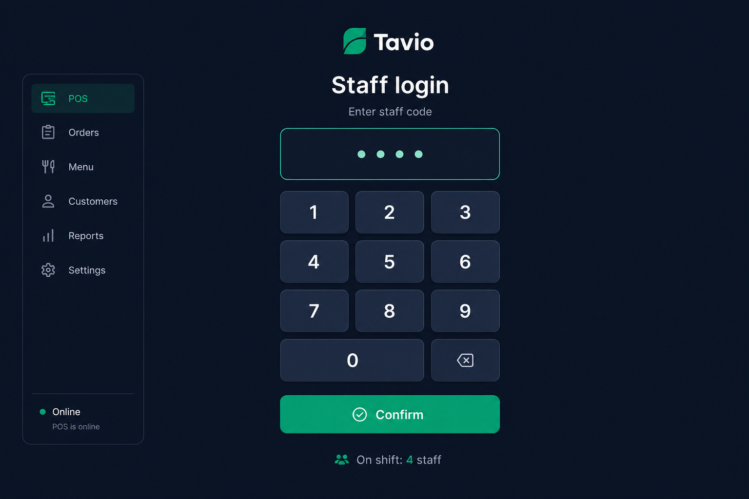 Tavio staff login and access